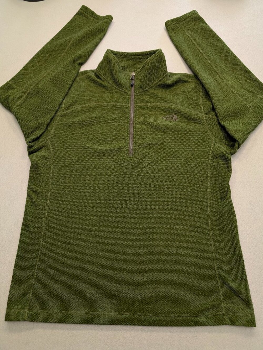 The North Face Olive Green Quarter Zip Fleece Pullover Large  Price: $38